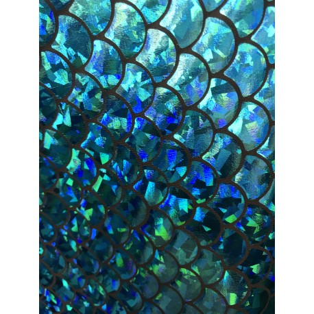 Turquoise 4-Way Stretch Mermaid Scales on Nylon Spandex