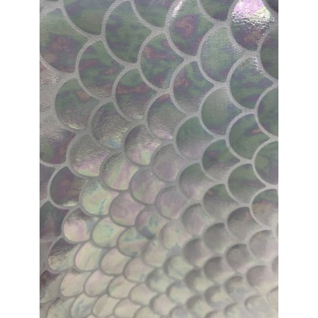 White 4-Way Stretch Mermaid Scales on Nylon Spandex