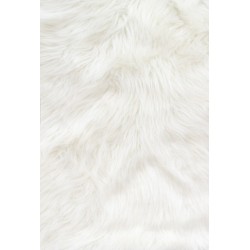 White Solid Shaggy Long Pile Faux Fur