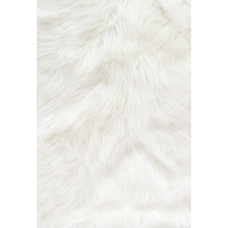 White Solid Shaggy Long Pile Faux Fur