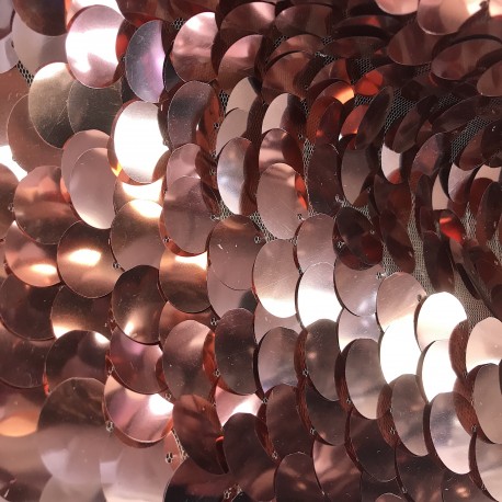 Metallic Rose Gold Large Payette Sequins On Mesh