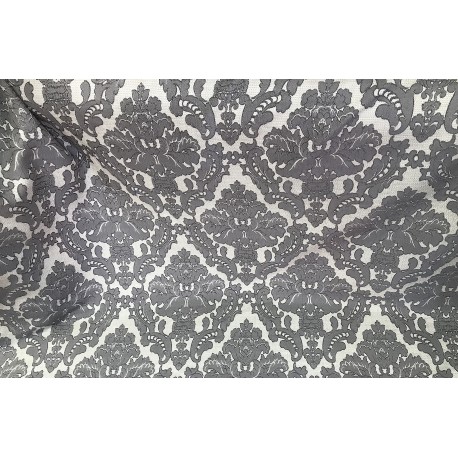 Gray Jacquard Damask Heavy-Duty Upholstery