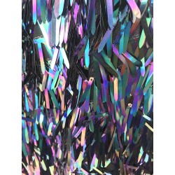 Iridescent Black Icicle Shaped Paillette Sequin On Mesh