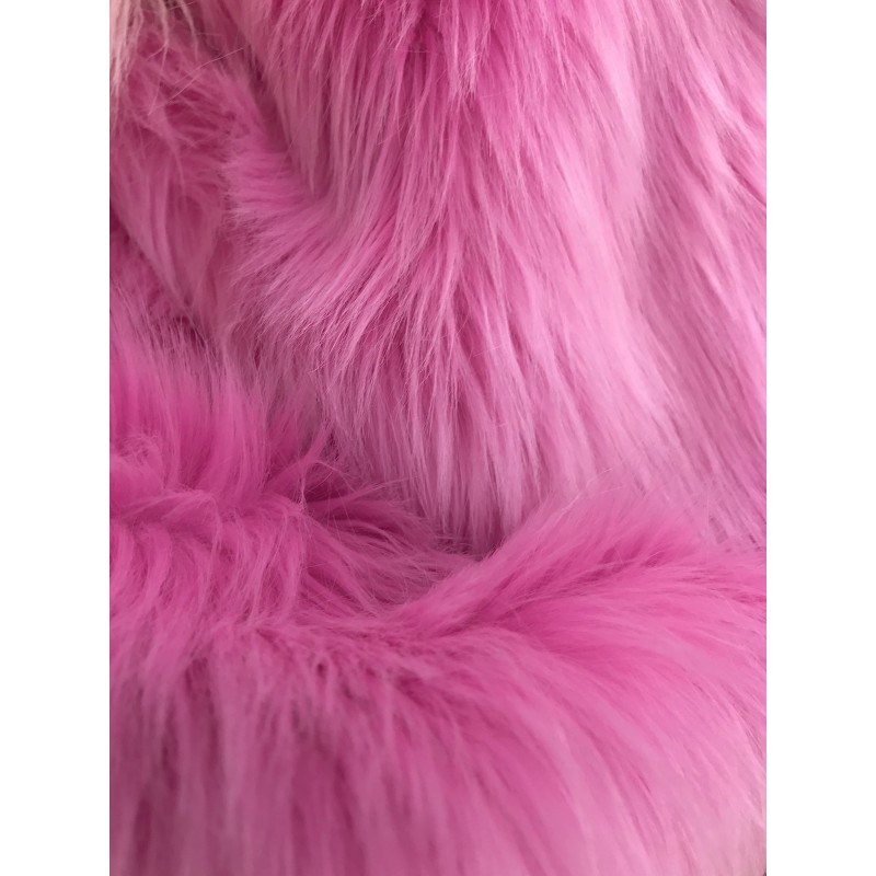 Bubblegum Pink Faux Fur Fabric by the Yard - J S International Textile