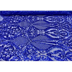 Four-Way Stretch Royal Blue Sequin Lace On Power Mesh