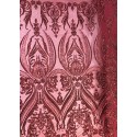 Four-Way Stretch Burgundy Sequin Lace On Power Mesh