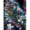 Iridescent Petrol Black Large Paillette Sequins On Mesh