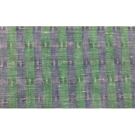 Three Tone Blue Green Stripe Jacquard Linen