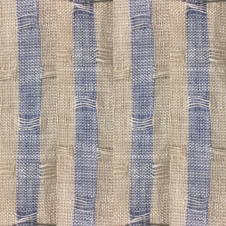 Lithuanian Three Tone Blue Beige Stripe Jacquard Linen