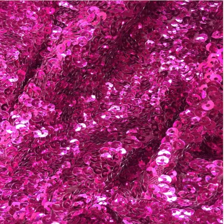 Magenta Designed Sequin On Stretch Mesh 