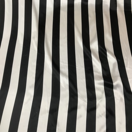 Black & White Stripe Print on Charmeuse