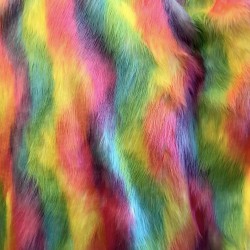 Bright Multi Color Shaggy Long Pile Faux Fur