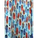 Light Blue Organic Rayon Challis Feather Print