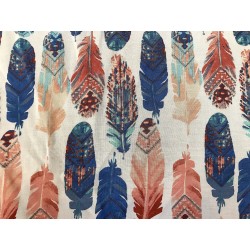 White Organic Rayon Challis Feather Print