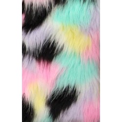 Pastel Multi Color Shaggy Long Pile Faux Fur