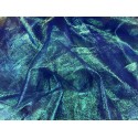 Dark Blue With Lime Shiny Iridescent Sheer Crinkle Organza