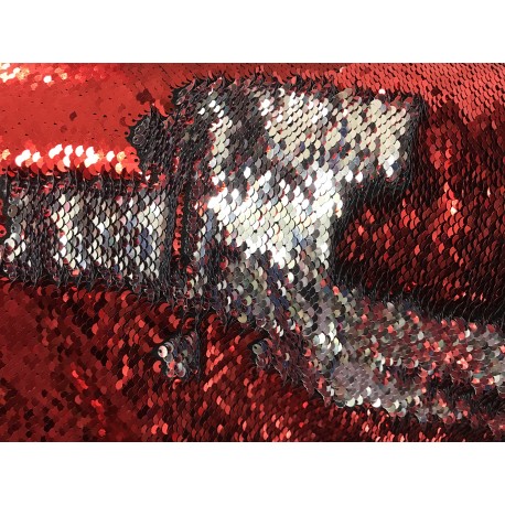 Red & Silver Reversible Two Tone Sequins